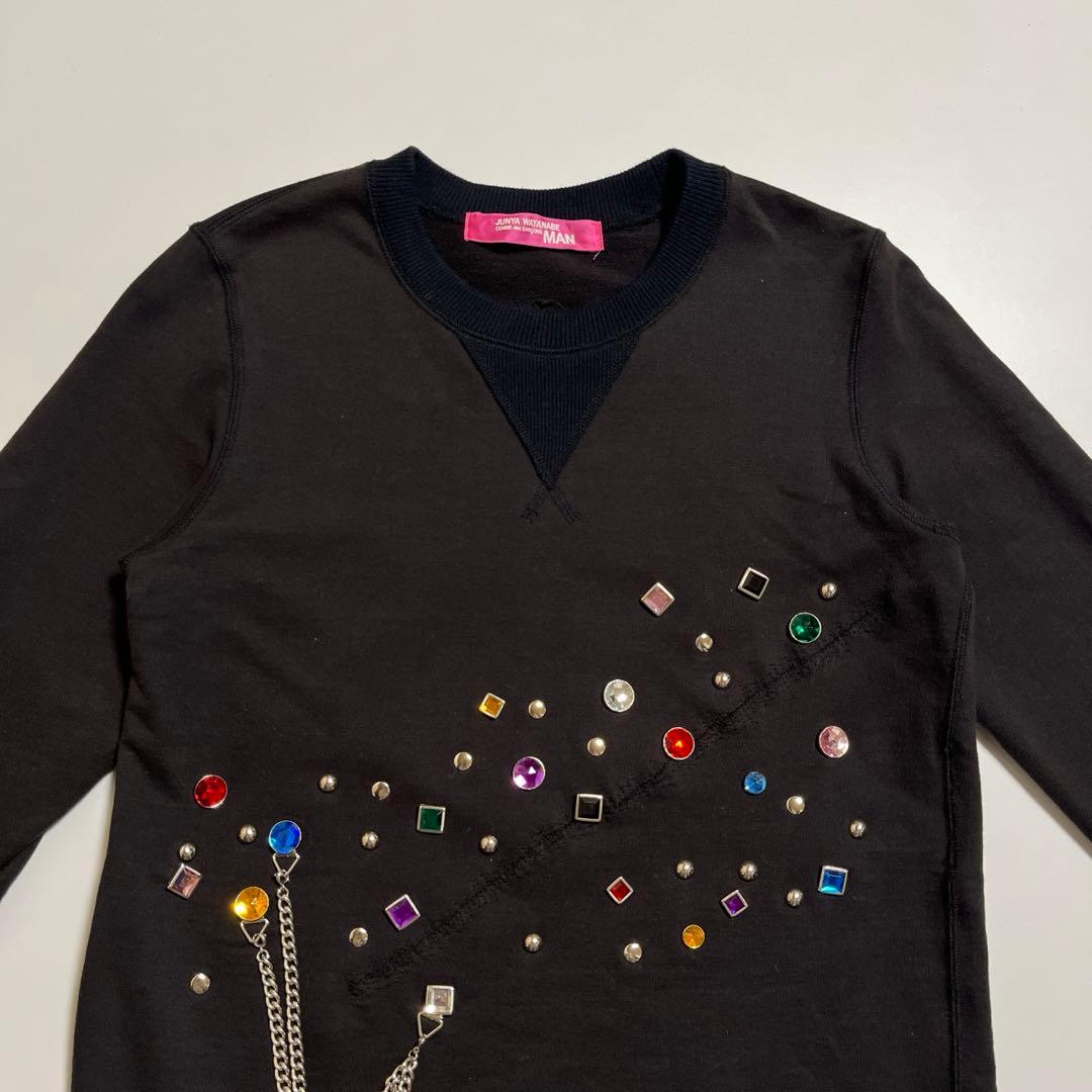 JUNYA WATANABE MAN スウェット ビジュー チェーン ブラック