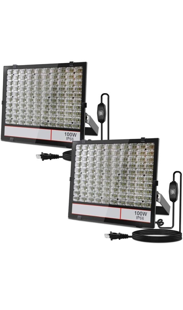 【新品未使用品】薄型軽量大光量 LED投光器 100W 2個セット