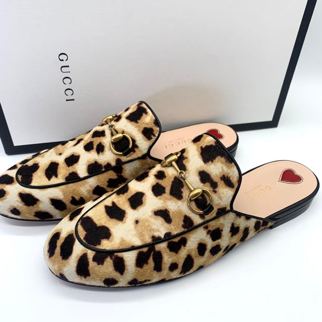 m31　グッチ プリンスタウン ミュール ホースビット はラコ ヒョウ柄