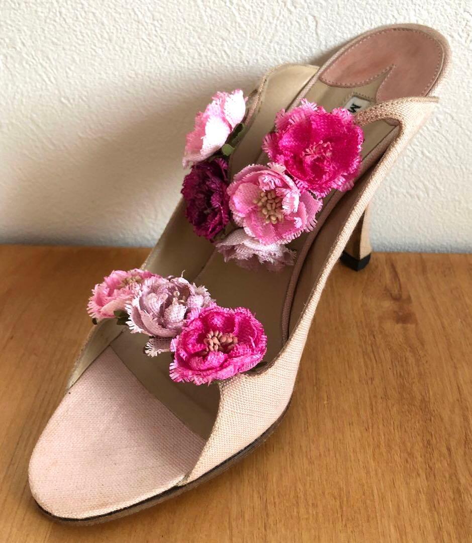 MANOLO BLAHNIK マノロブラニク　ピンク　薔薇　37 ヴィンテージ