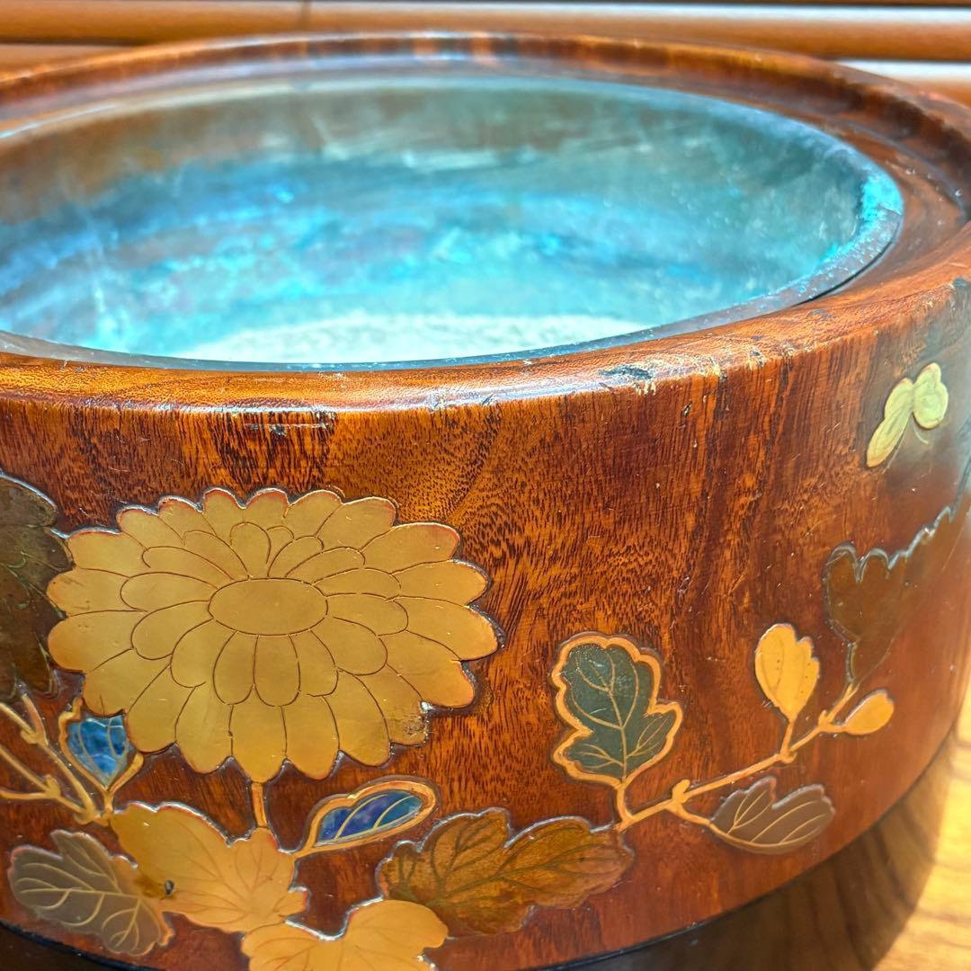 高級◎木製　高蒔絵　螺鈿　火鉢