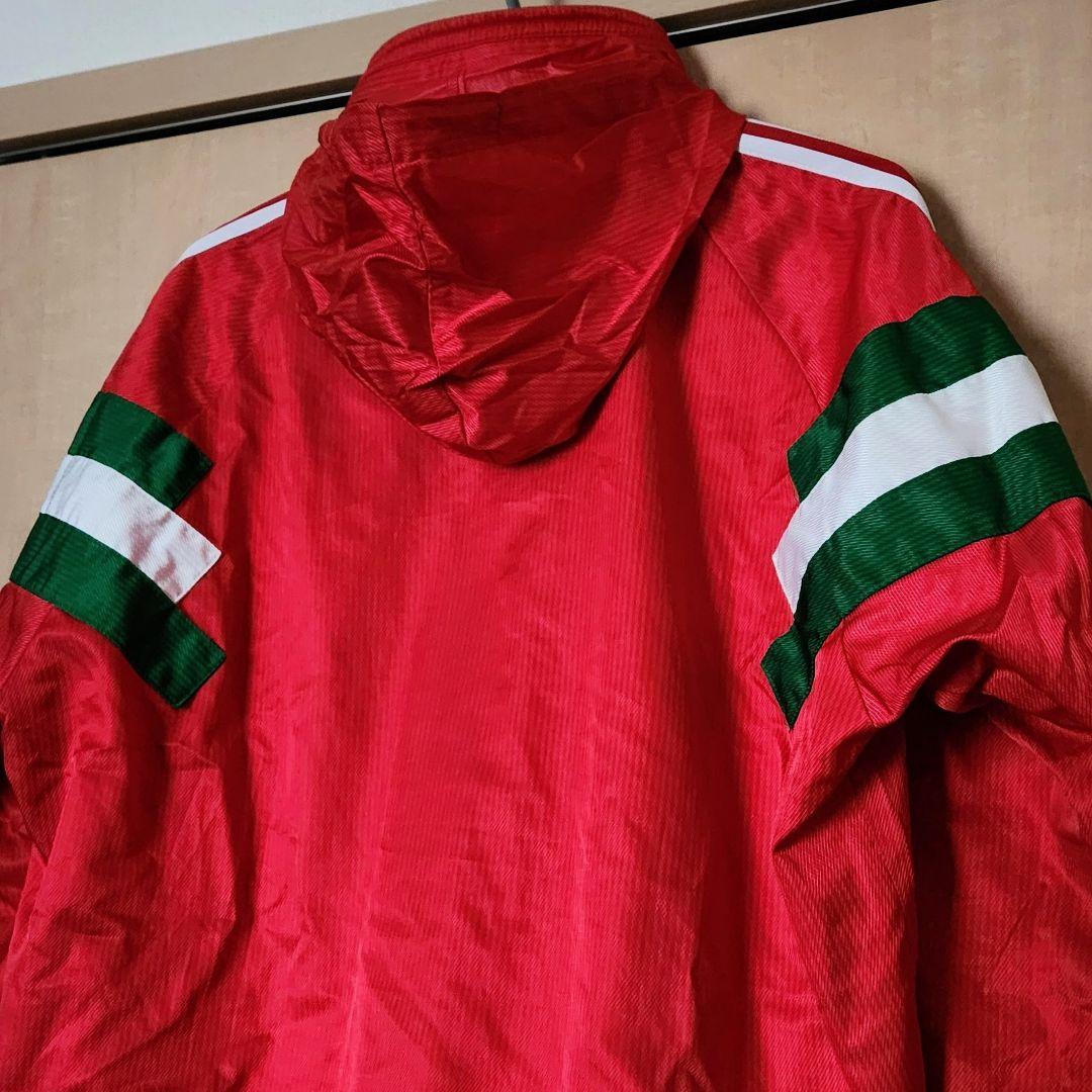 アディダス 90s デサント製 フード付きウインドブレーカー トレフォイル ロゴ