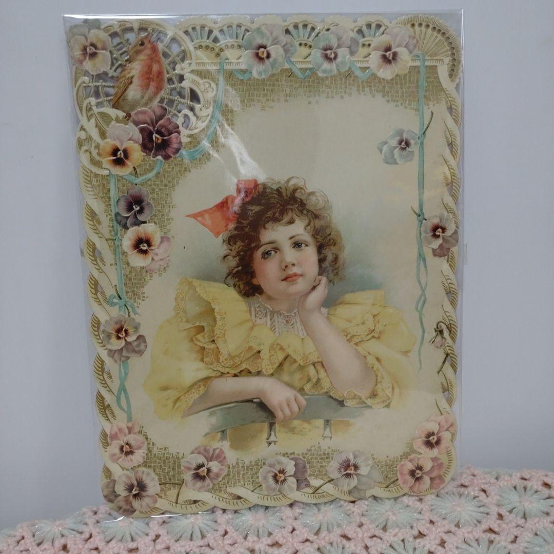 フランスアンティーク少女のクロモス