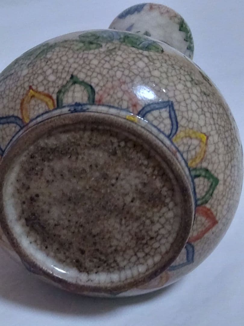 中国美術　骨董　五彩花鳥図　万暦　花瓶