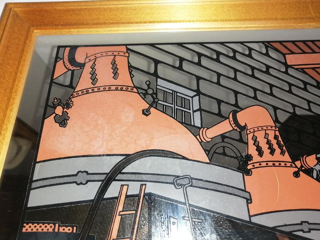 パブミラー「ニッカウヰスキー余市蒸溜釜」原画　奥山義八郎