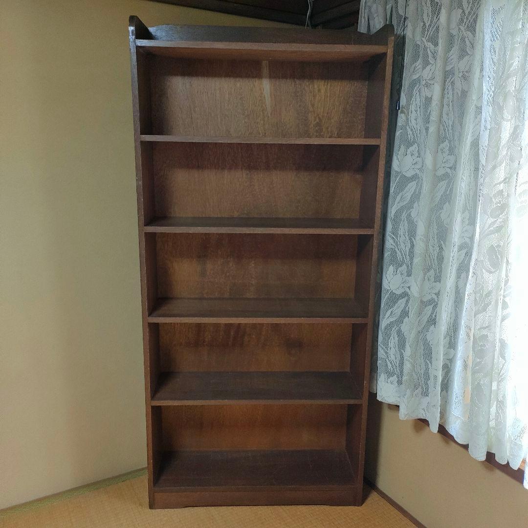 【昭和レトロ】木製 5段本棚 ブラウン