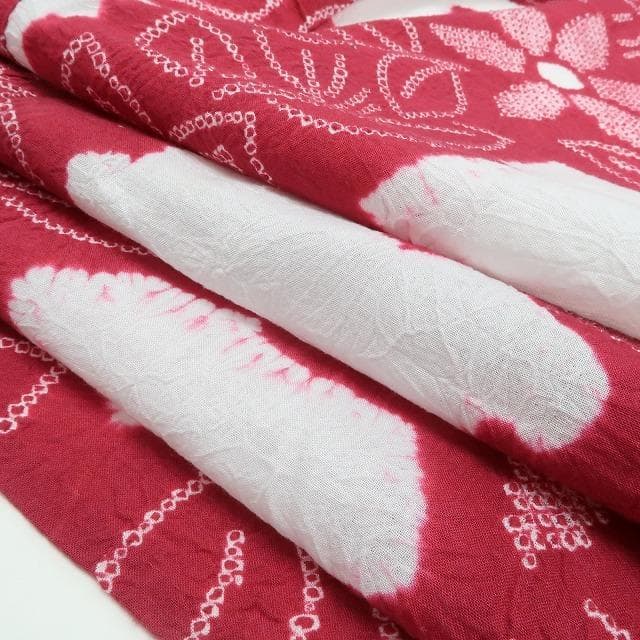 新品 有松鳴海絞り クレマチス 夏着物 綿 仕付け糸付 高級浴衣 6055