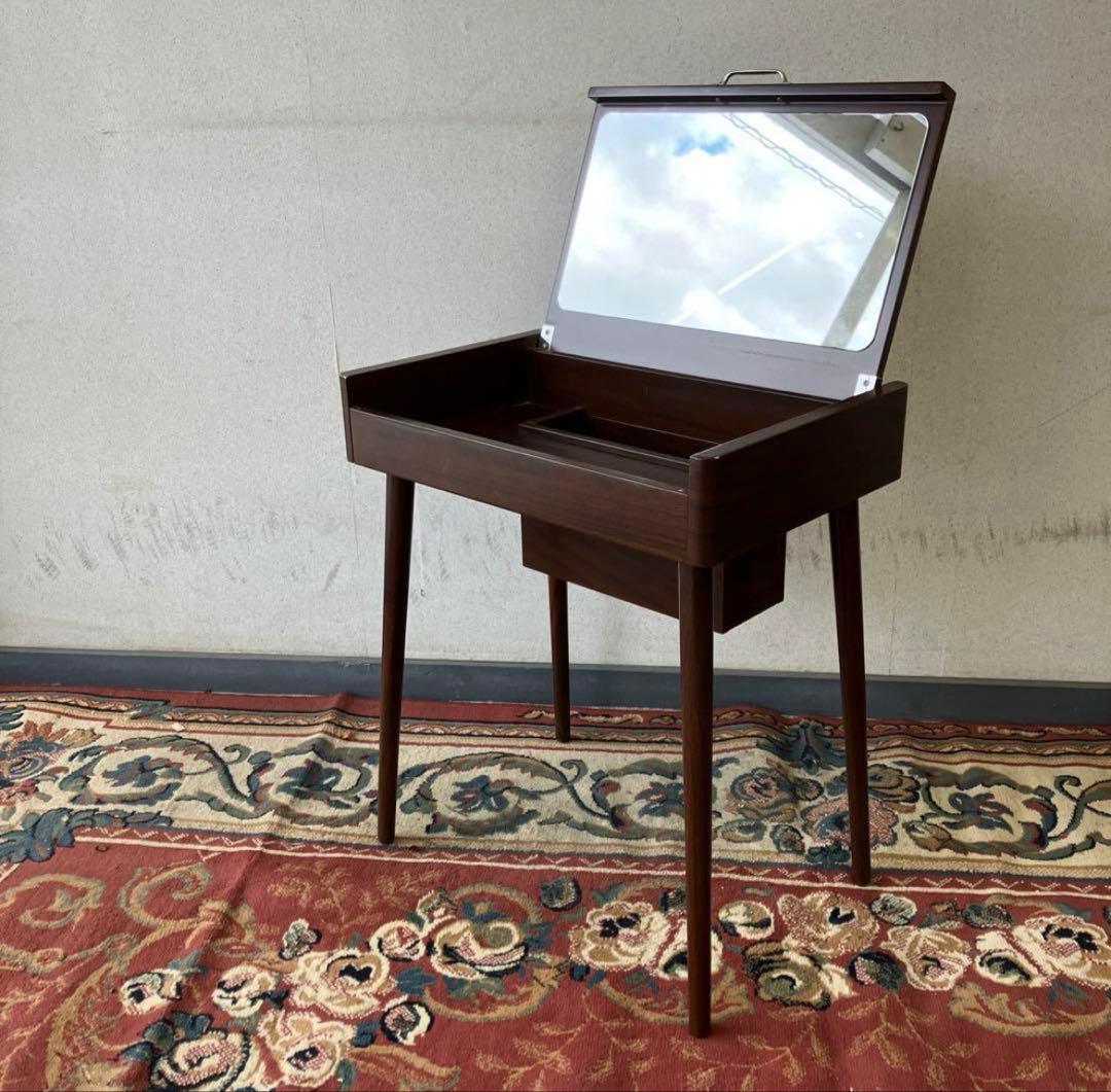 北欧レトロ 木製ドレッサー 化粧台 鏡台 サイドテーブル 古家具 ビンテージ