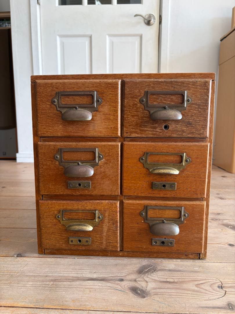 アンティーク 木製6引き出し収納 キャビネット