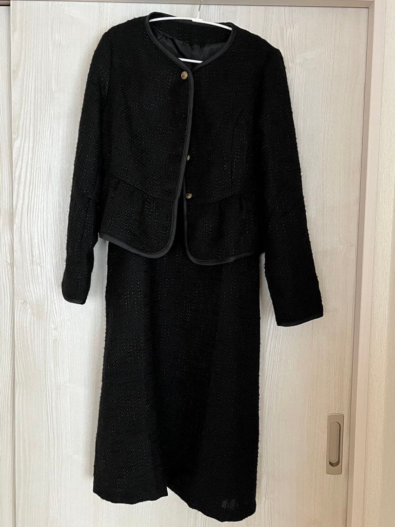 美品 ツィードパフスリーブワンピースジャケットセット　マタニティ・授乳服