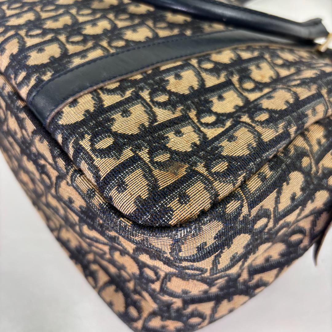 クリスチャン・ディオール トロッター キャンバス ハンドバッグ ネイビー