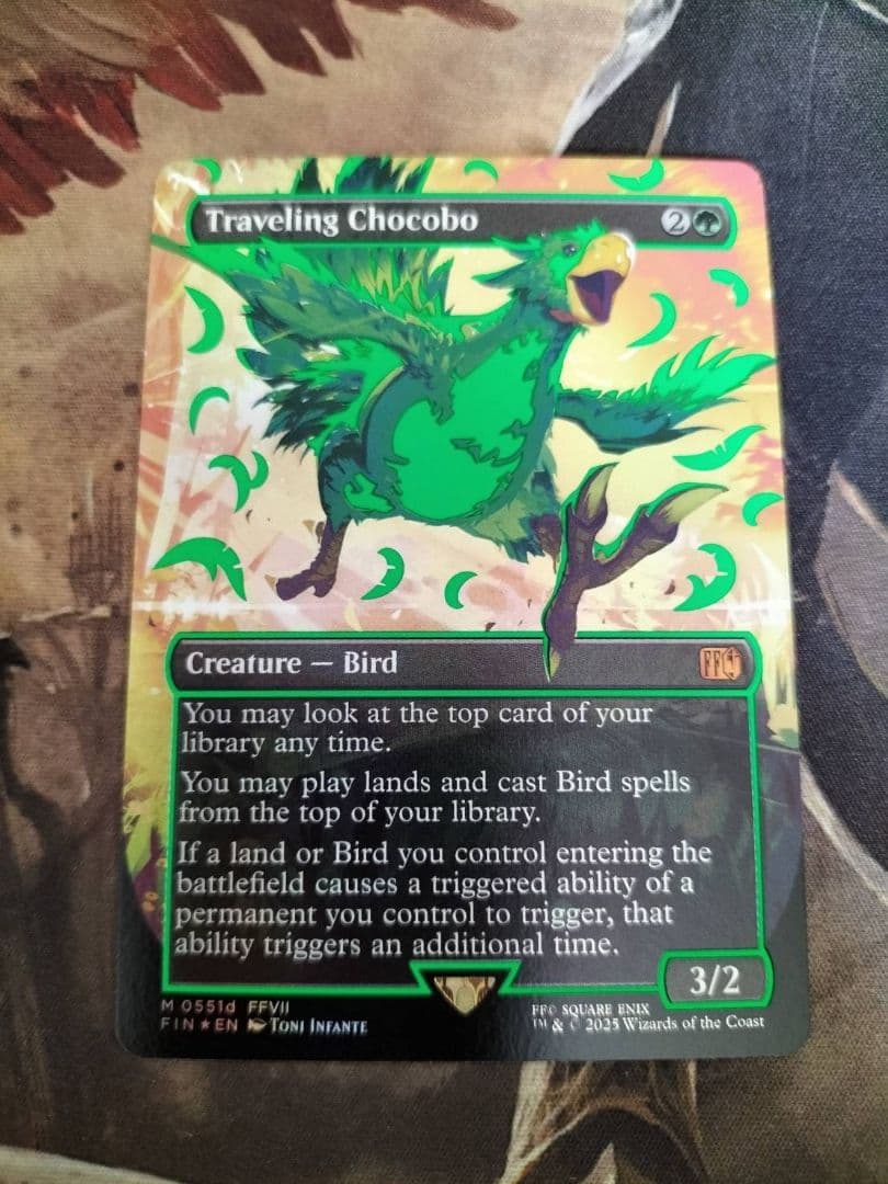 MTG 旅するチョコボ 英語版 ネオンインク 緑 Foil ボーダーレス 1枚