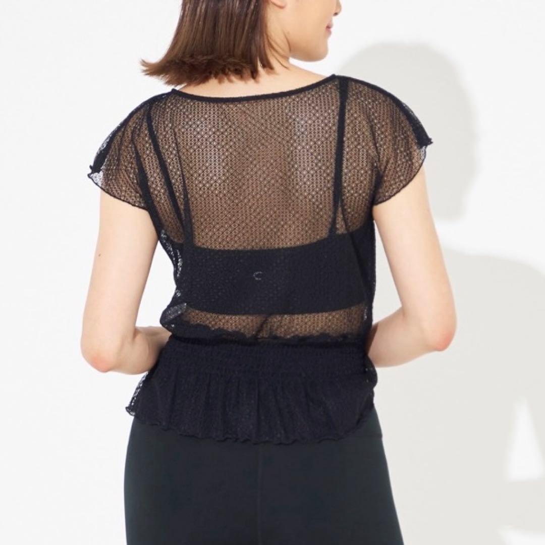 チャコット レース Tシャツ M レーシー 黒 社交ダンス バレエ ヨガウェア