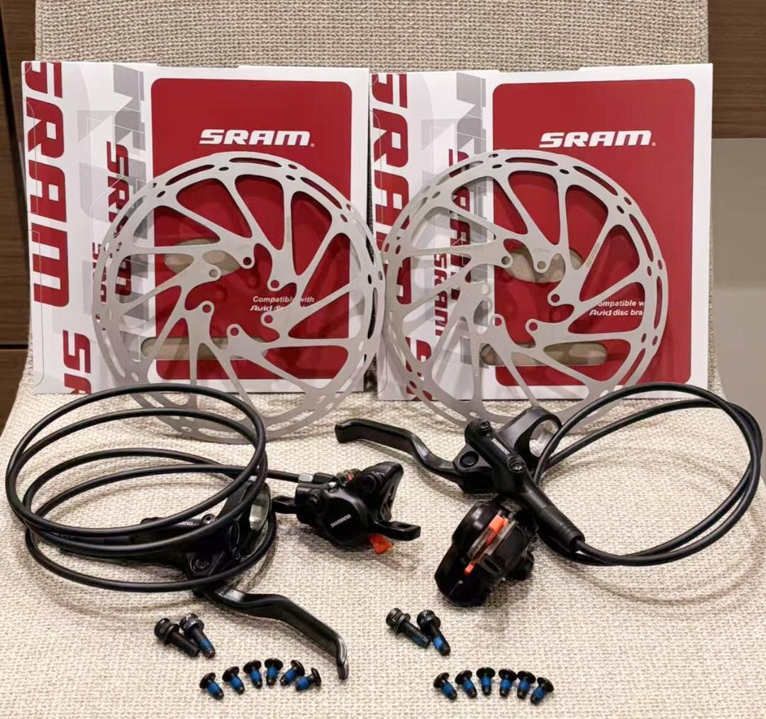 シマノMT200油圧ブレーキ+SRAM160mmローター２枚