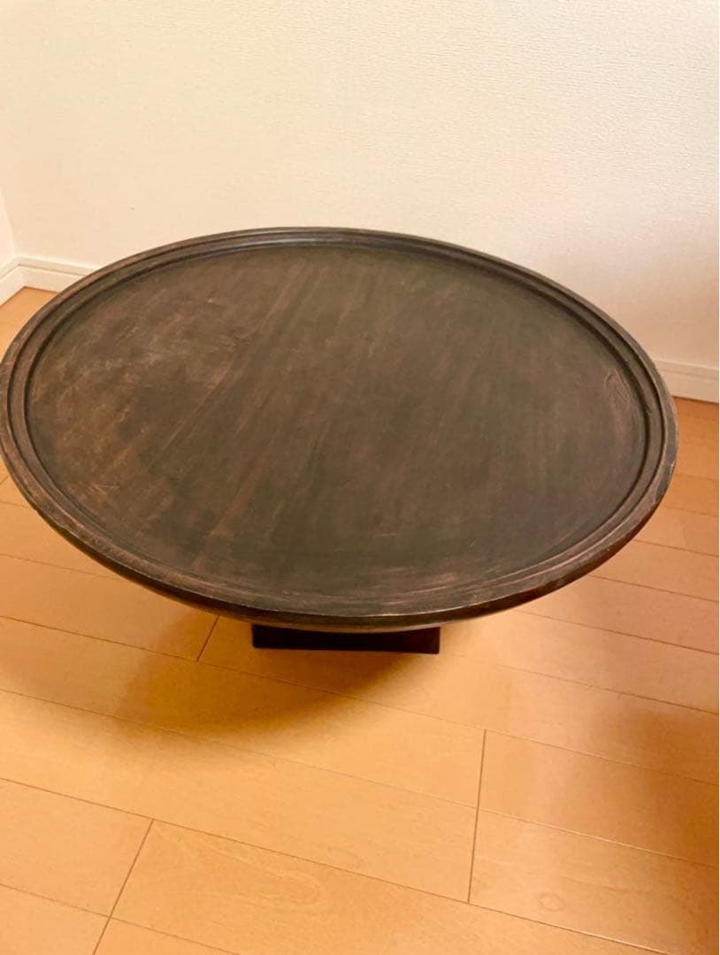 アジアン　ローテーブル　木製円形座卓