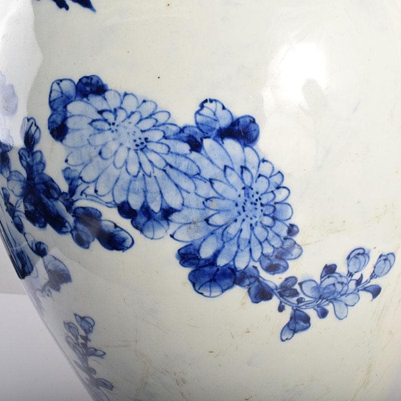 瀬戸焼　古瀬戸　染付花鳥文広口瓶　花瓶　高さ約54cm　M　R8797H