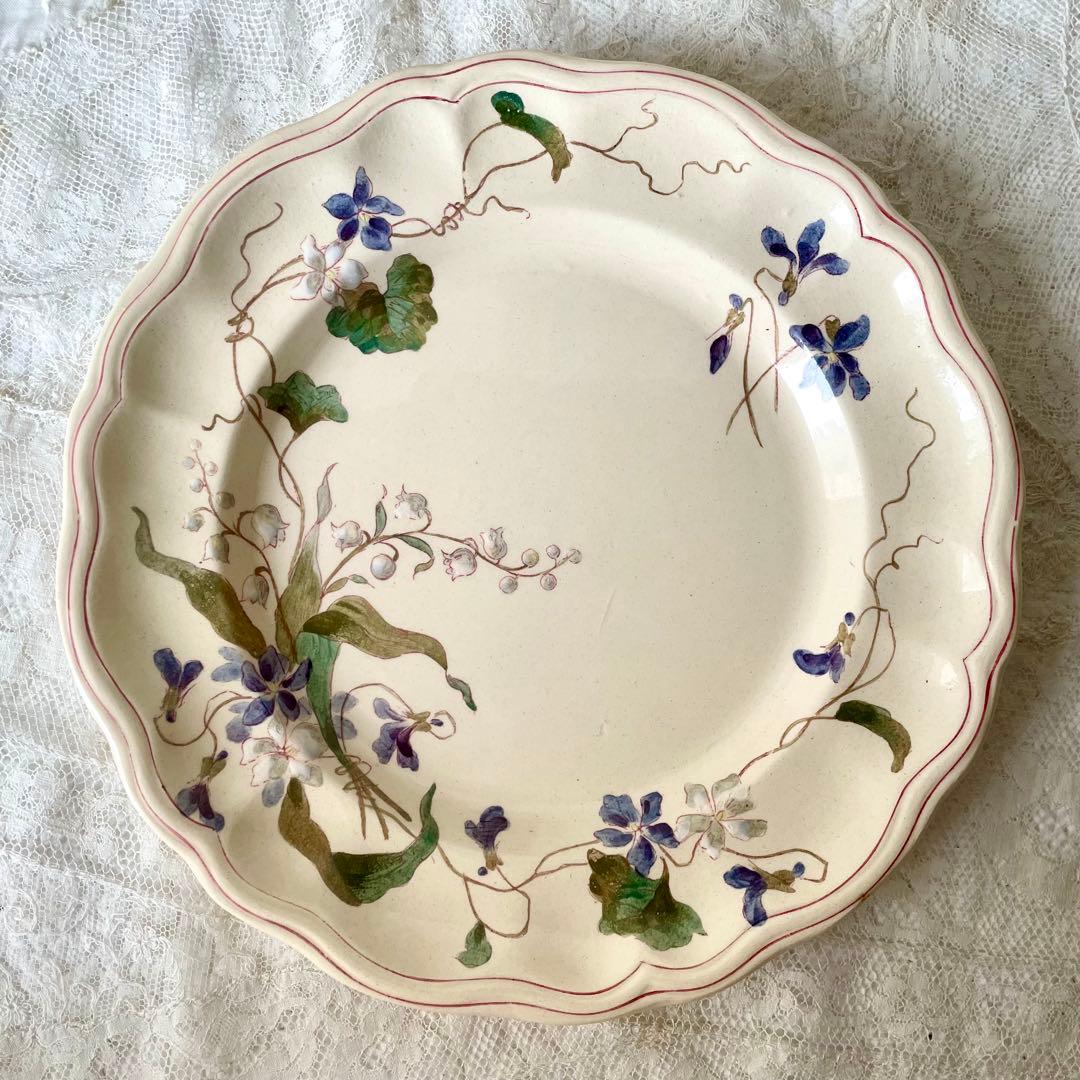 【レア】ロンシャン すみれ&すずらんプレート①フランスアンティーク菫 鈴蘭スミレ