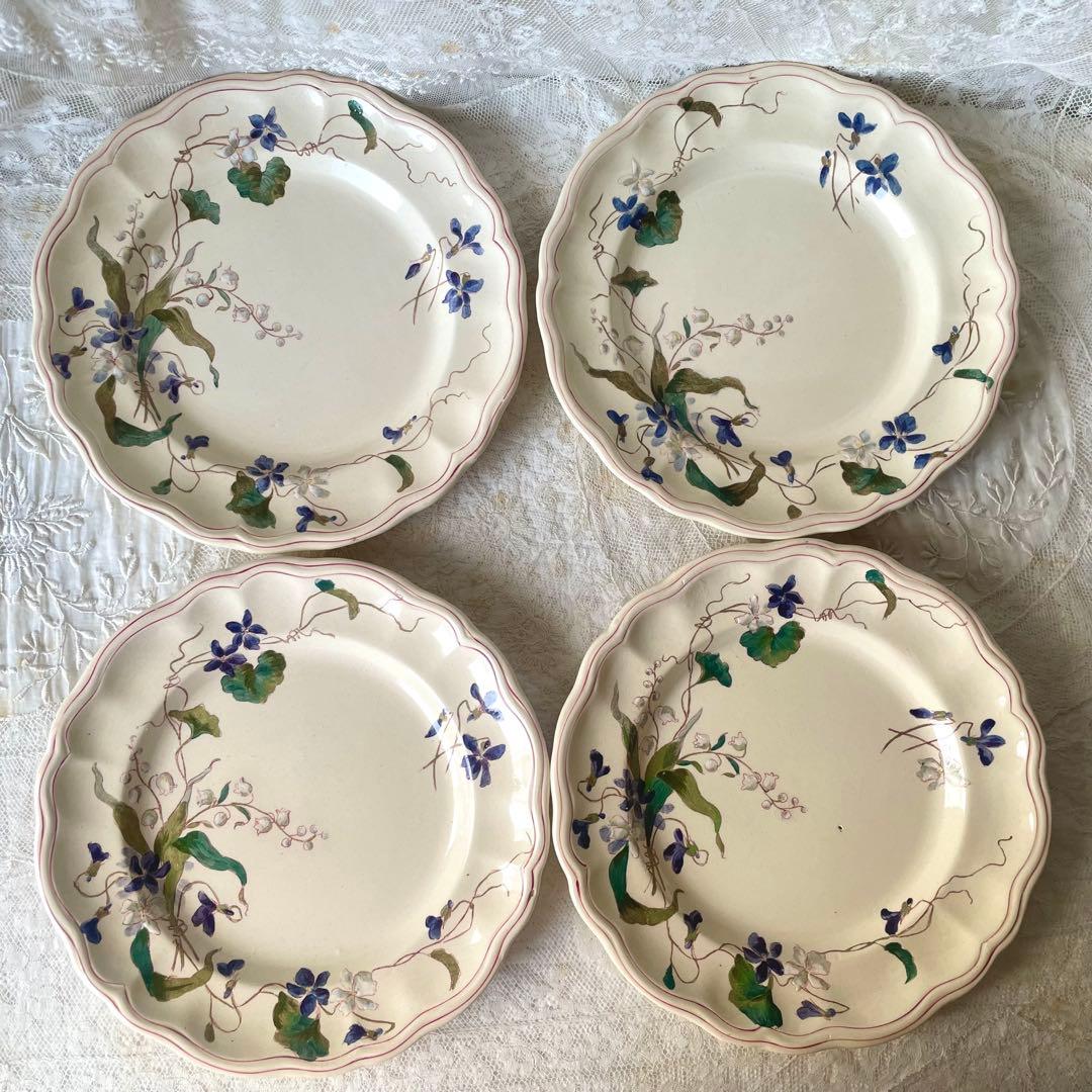 【レア】ロンシャン すみれ&すずらんプレート①フランスアンティーク菫 鈴蘭スミレ