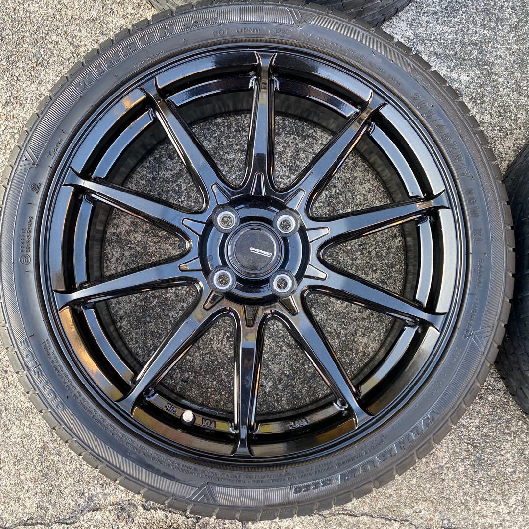 ◇中古205/45R17+ブラックホイールセット、　アクア、ヤリス、スイフト