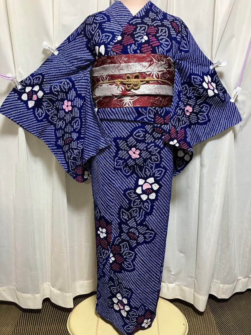 バ*ん様 有松鳴海総絞り浴衣のみ、瑠璃色152cm±5