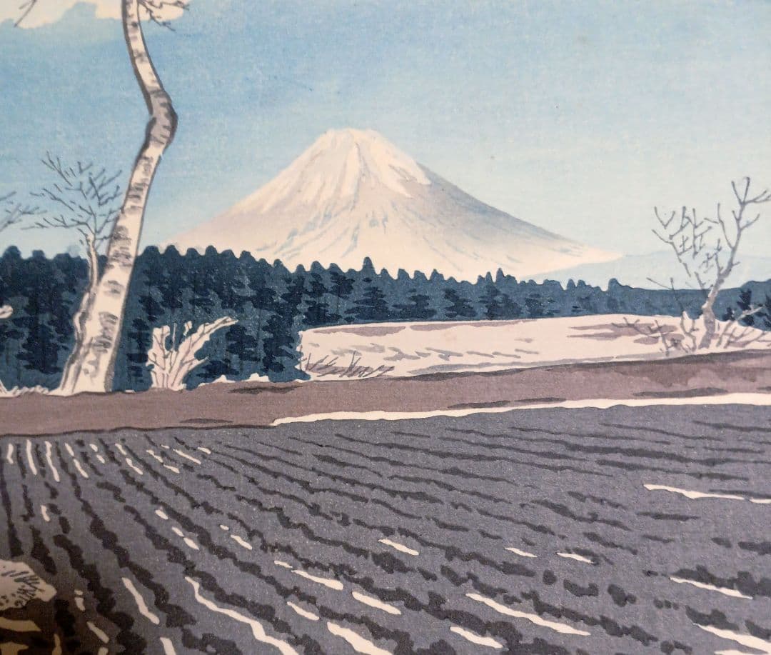 新版画富士三十六景ノ内富士見高原の富士、徳力富吉郎画昭和15年頃内田美術書肆出版