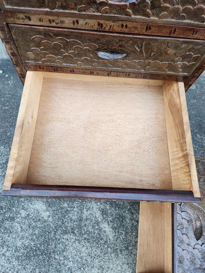 軽井沢彫　5段引出し　チェスト　桜