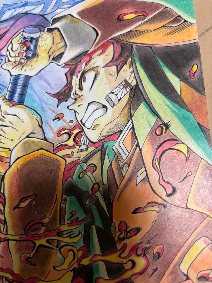 鬼滅の刃　手描き　イラスト　色鉛筆