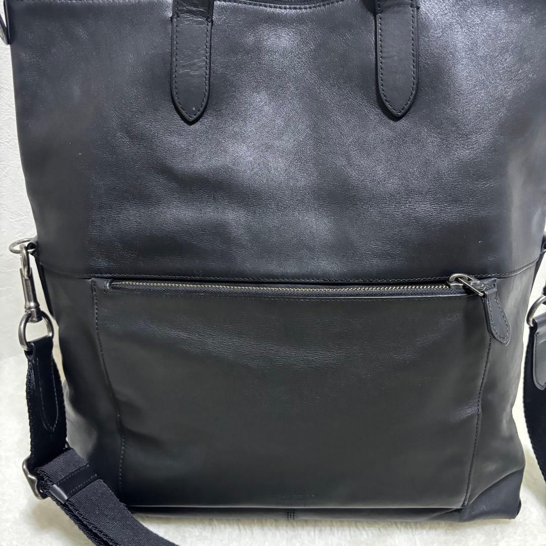 希少 コーチ ビジネスバッグ レザー 2way ショルダーバッグ ブラック 黒