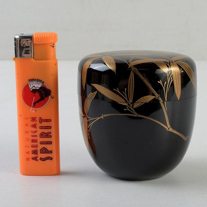 茶道具　輪島塗　稲忠謹製　笹蒔絵　棗　共布共箱　V　9359