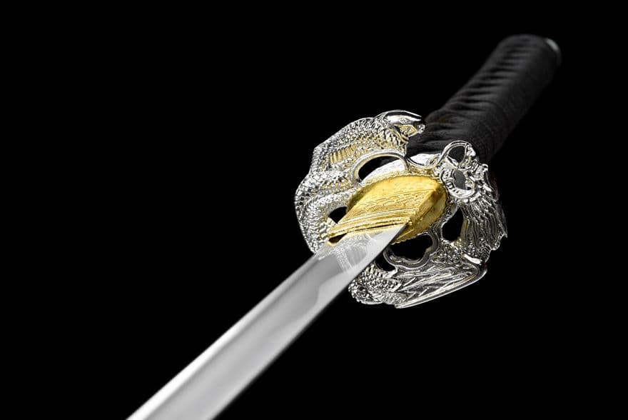 武具　刀装具　日本刀　模造刀   居合刀 銀竜武士刀（炭素鋼）