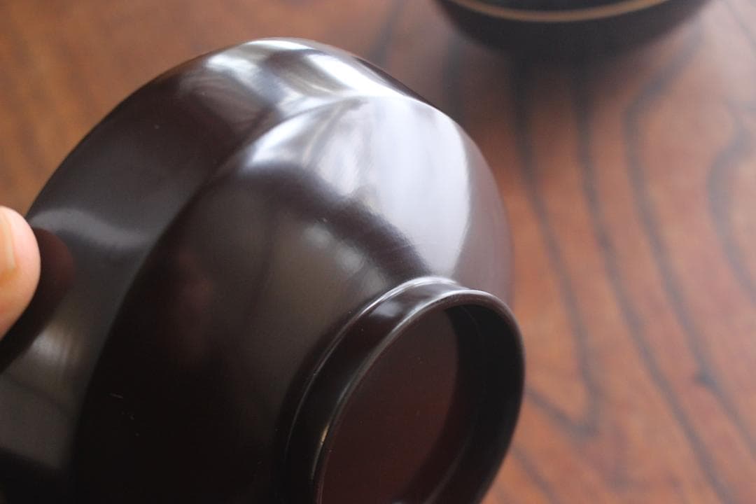 デッドストック！時代金縁黒漆に極上見返し菊詰沈金の映えるお椀2点（検輪島塗沈金椀