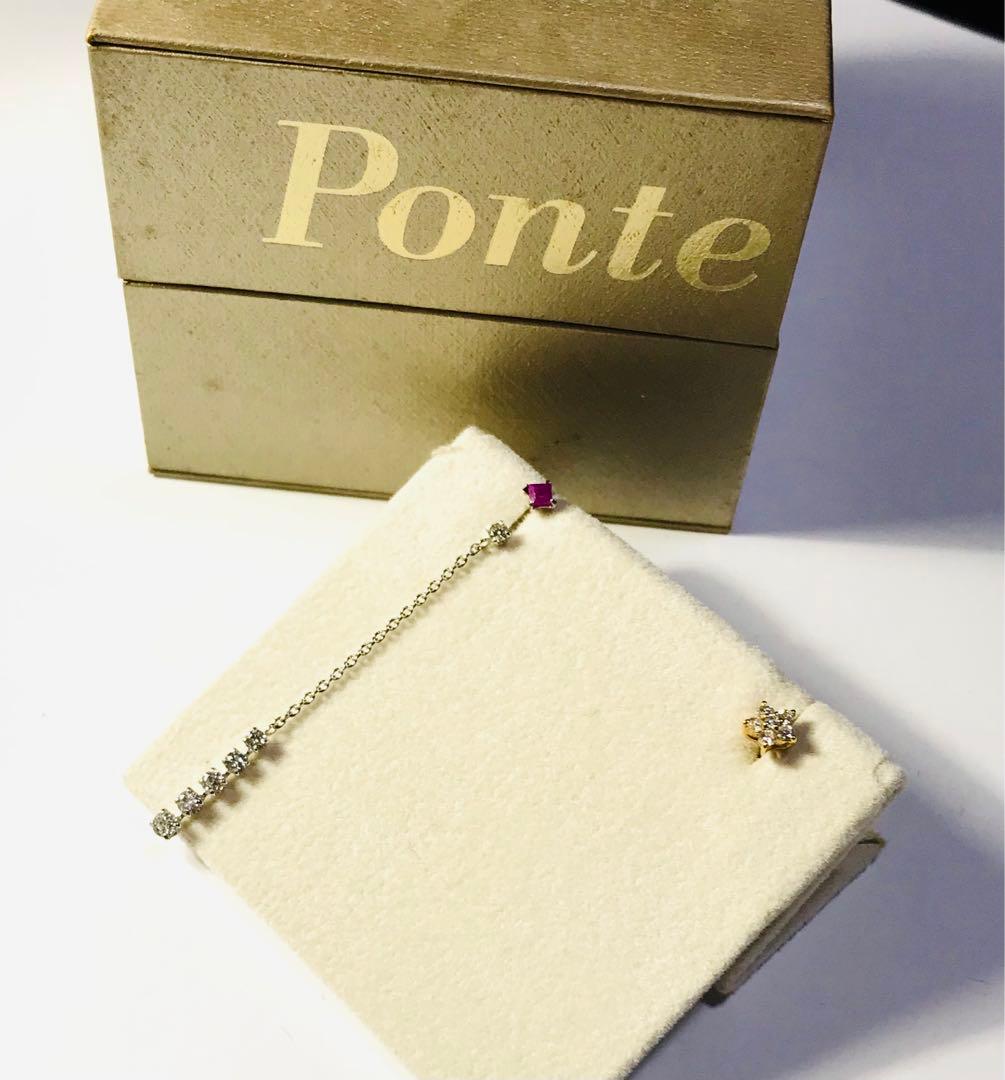 K18 k14ポンテヴェキオ　片耳ピアス　3点セット