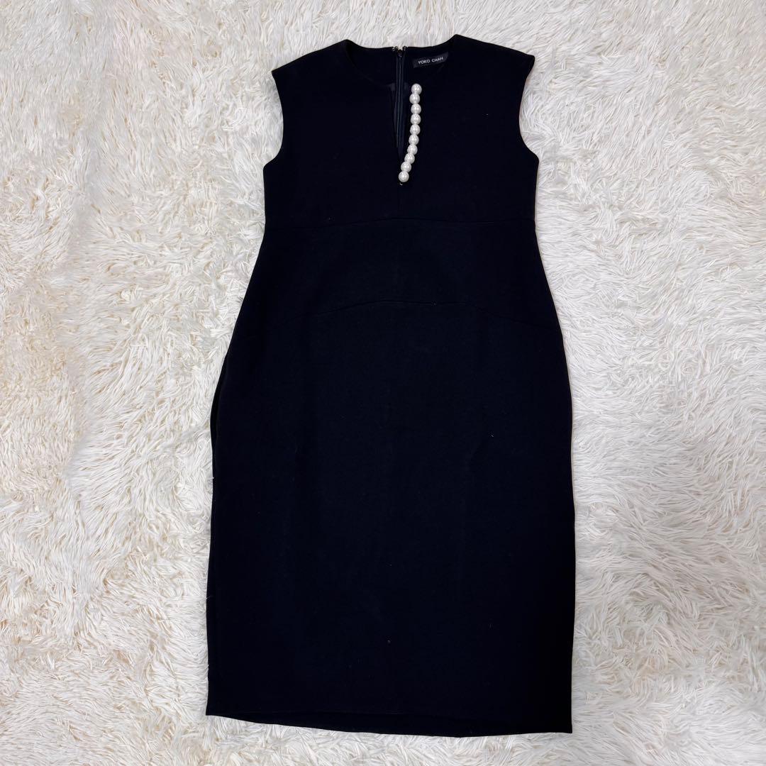 美品　YOKOCHAN パールスリットワンピース　20年モデル　36 黒
