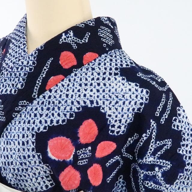 Y1236◆有松鳴海絞り 綿 洗える夏着物 手縫い仕立て 高級浴衣