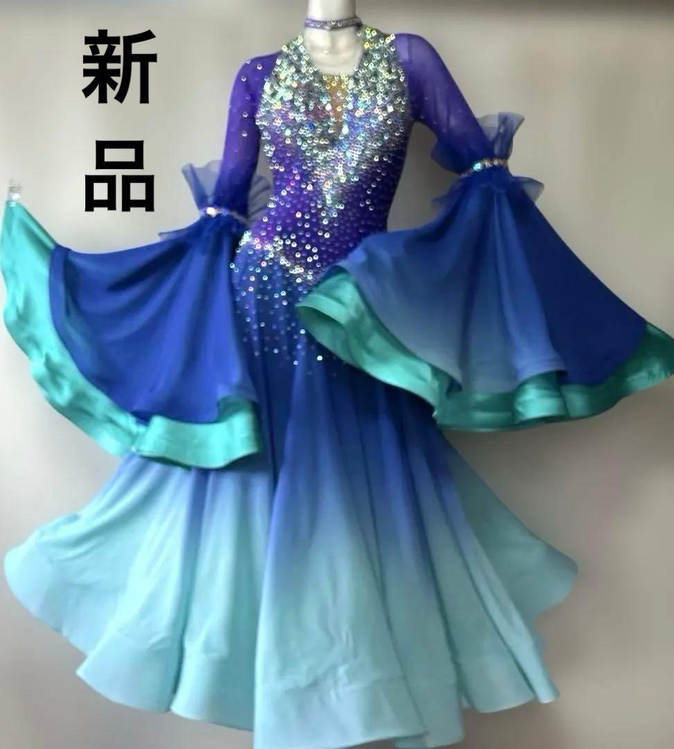 新品、M〜サイズ 社交ダンス、競技ドレス、モダンドレス、スタンダード、デモドレス