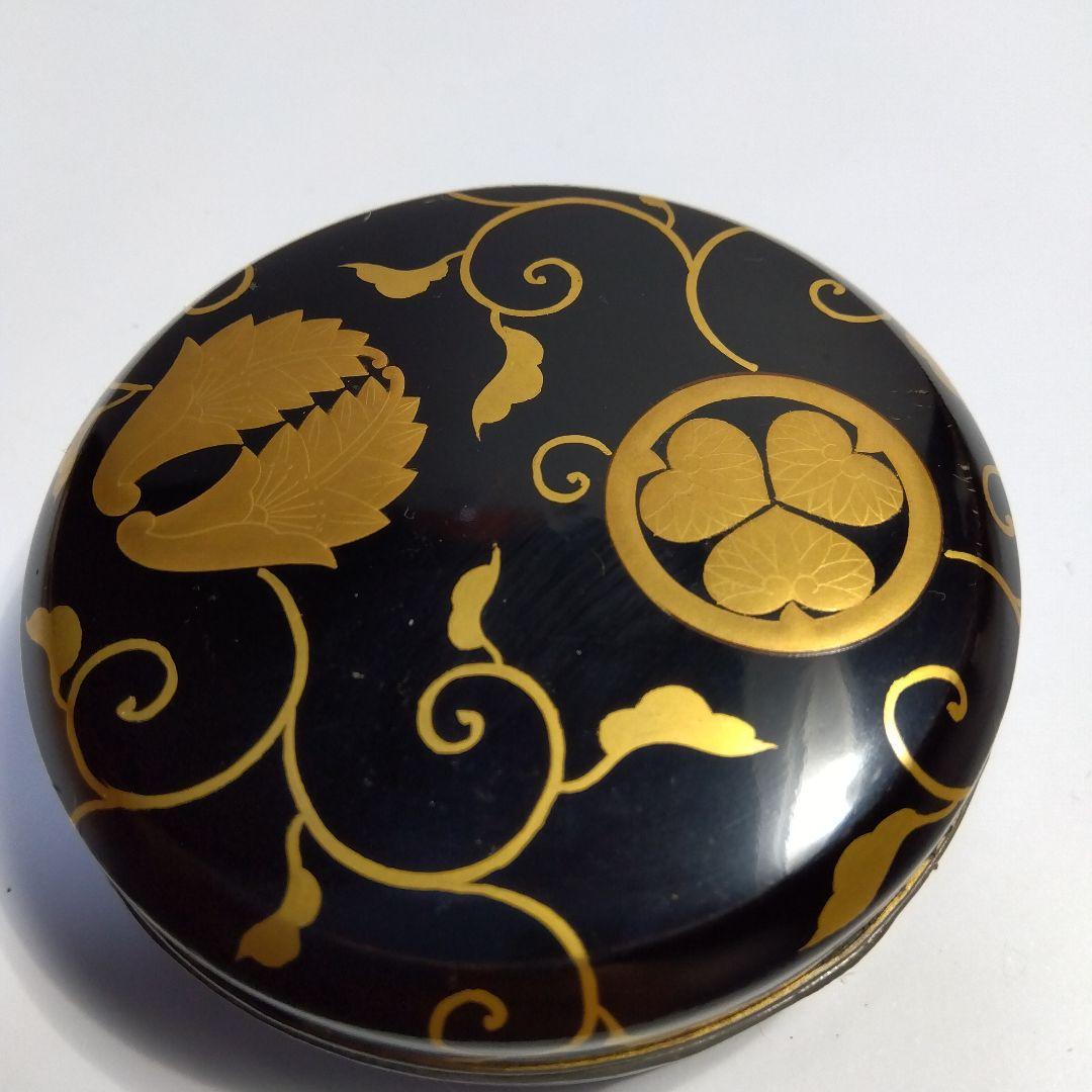 京都　蒔絵　香合　共箱　漆器　天然木　内金泊　合わせ銀輪造り