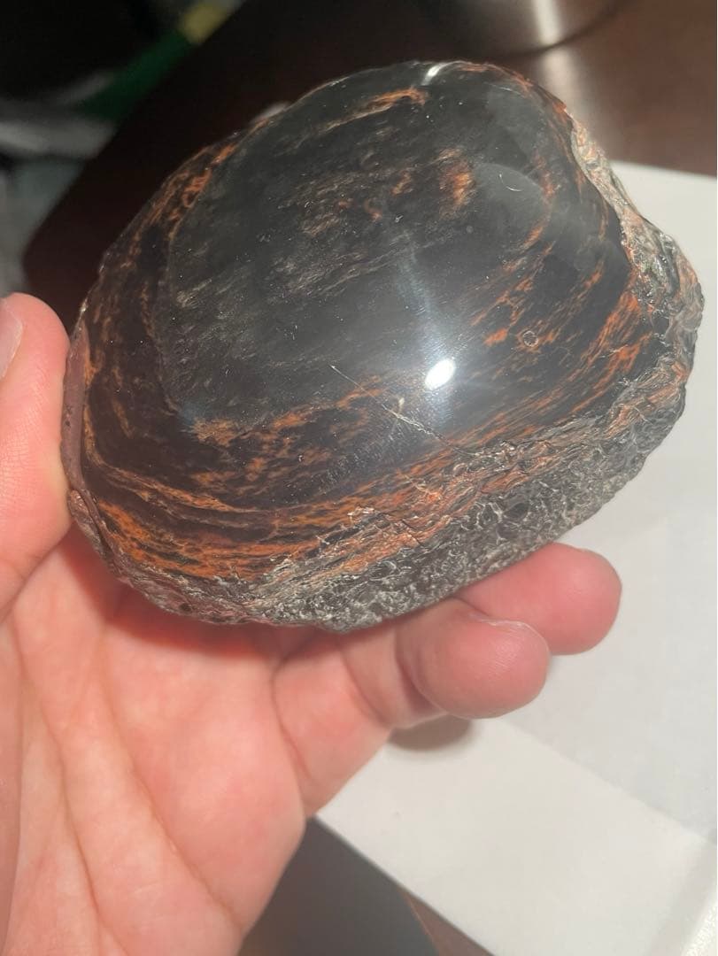 研磨品　十勝石玲瓏　ゴールデンマホガニーオブシディアン　特級品