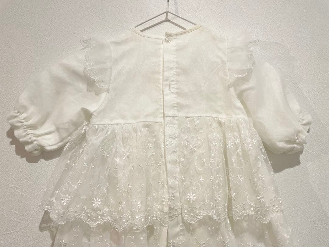 超ロングコート ベビー セレモニードレス　オーガンジー　ホワイト 美品 着画あり