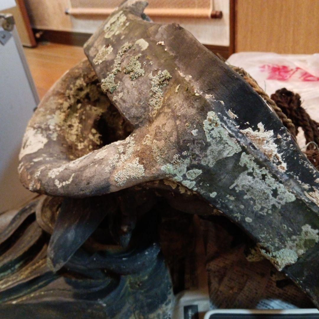 江戸時代中期頃超特大サイズ極稀少レア鬼師超絶技巧造寺社屋根大棟魔除け鬼瓦当時物