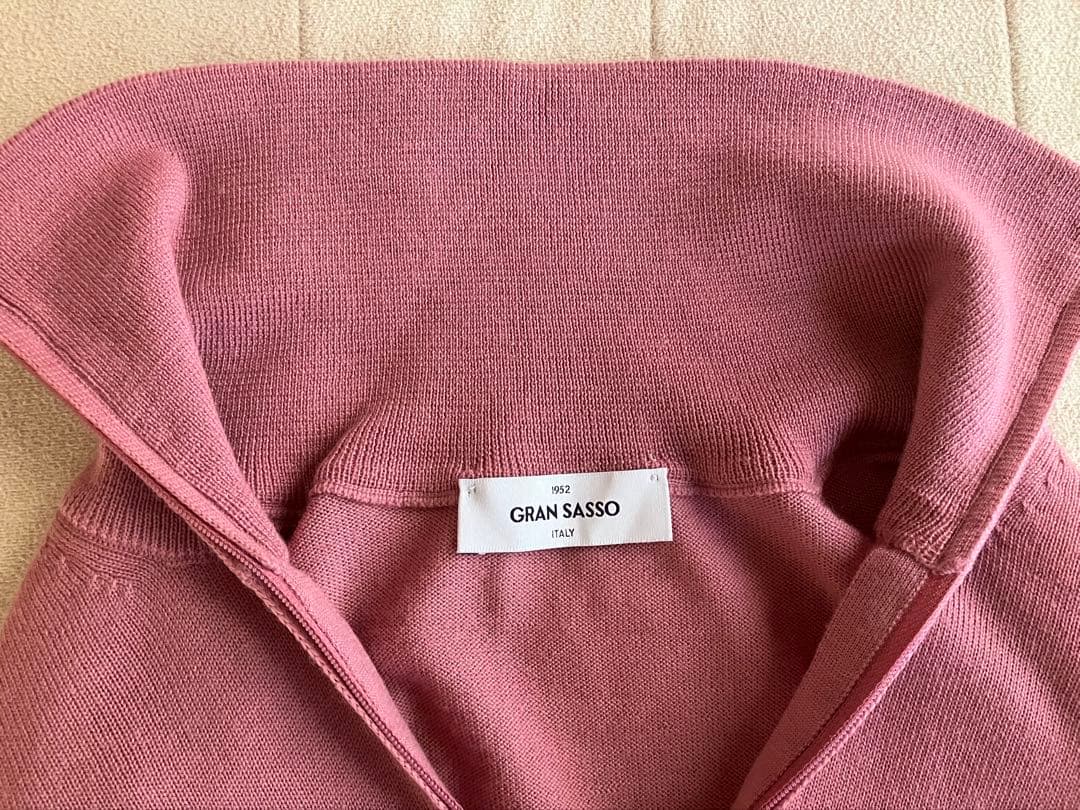 GRAN SASSO メリノウール 12G ハーフジップニット ピンク 52