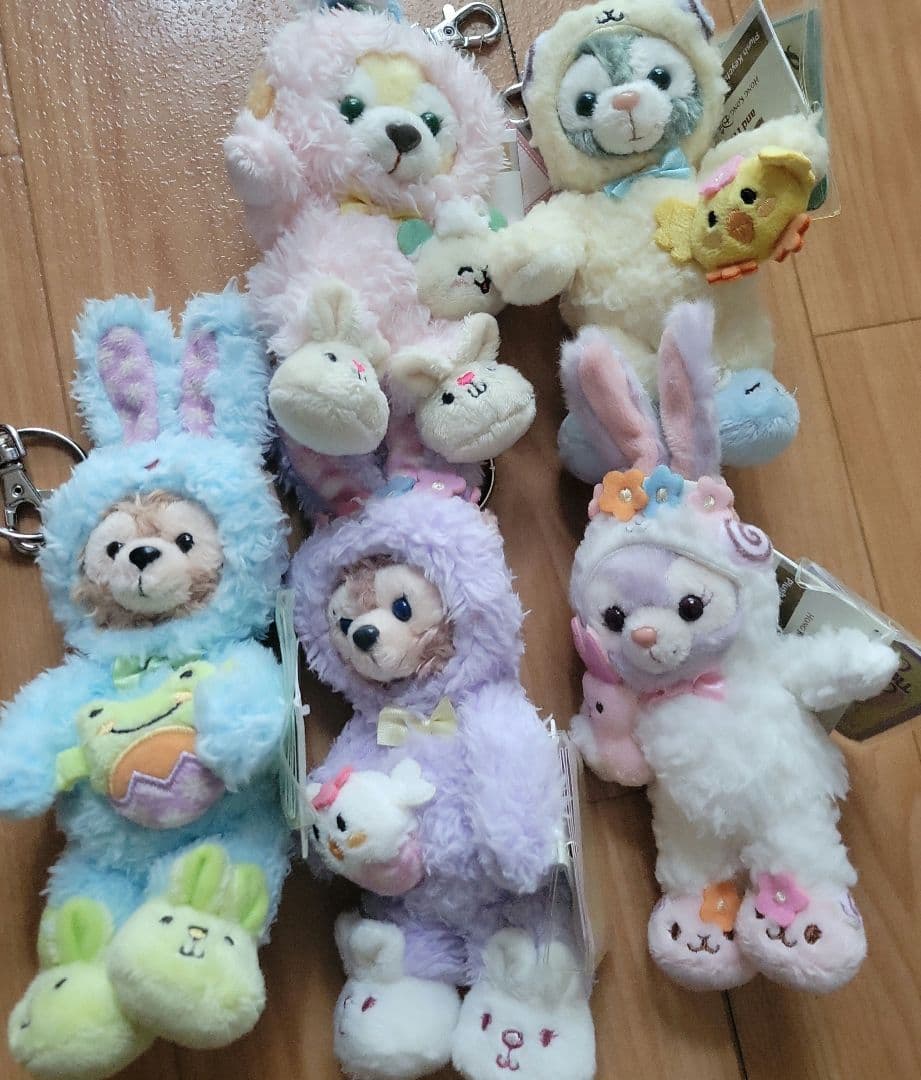 香港ディズニー　ダッフィー　ぬいぐるみキーホルダー　５体セット
