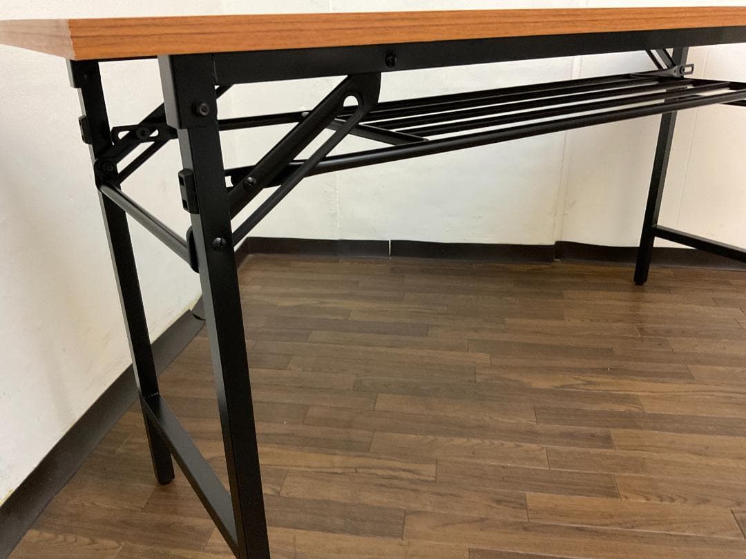 【中古】会議テーブル折りたたみ 棚付き W150×D45×H70cm 長机 M③