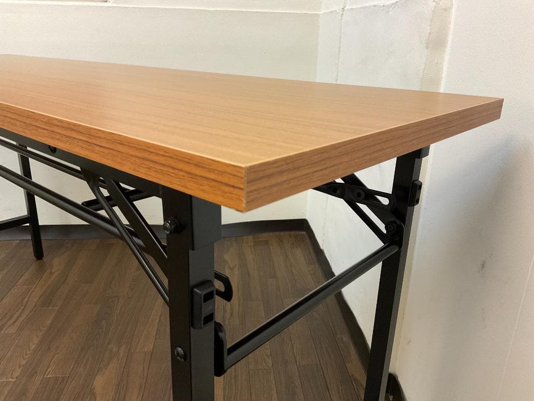 【中古】会議テーブル折りたたみ 棚付き W150×D45×H70cm 長机 M③