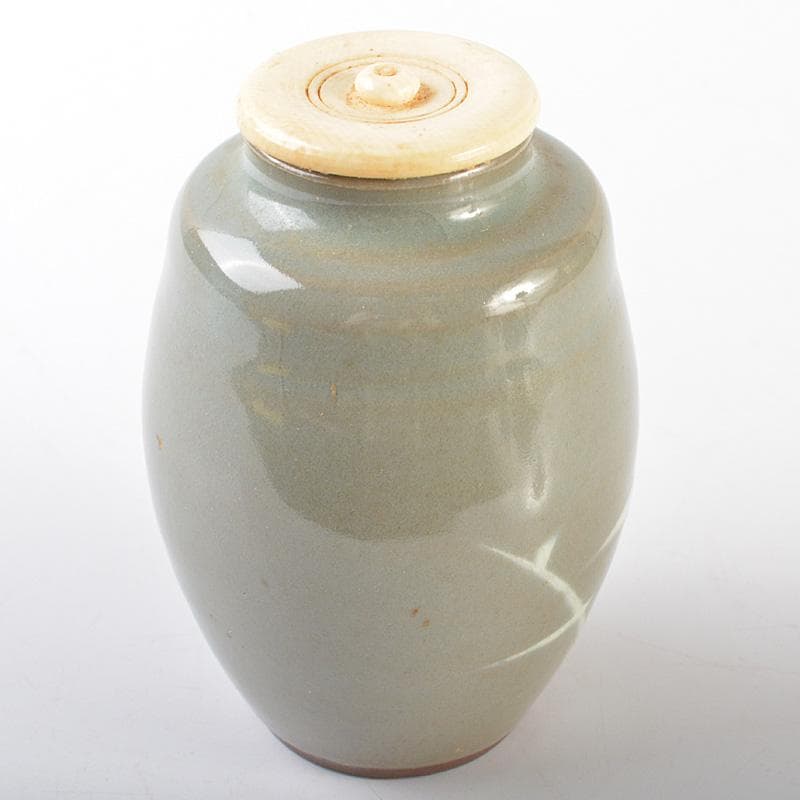 茶道具　高田焼　伝七窯　青木修造　茶入　仕覆付　共箱　V　R6603