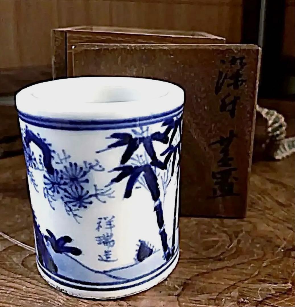 茶器 煎茶 道具 染付 蓋置 共箱 時代