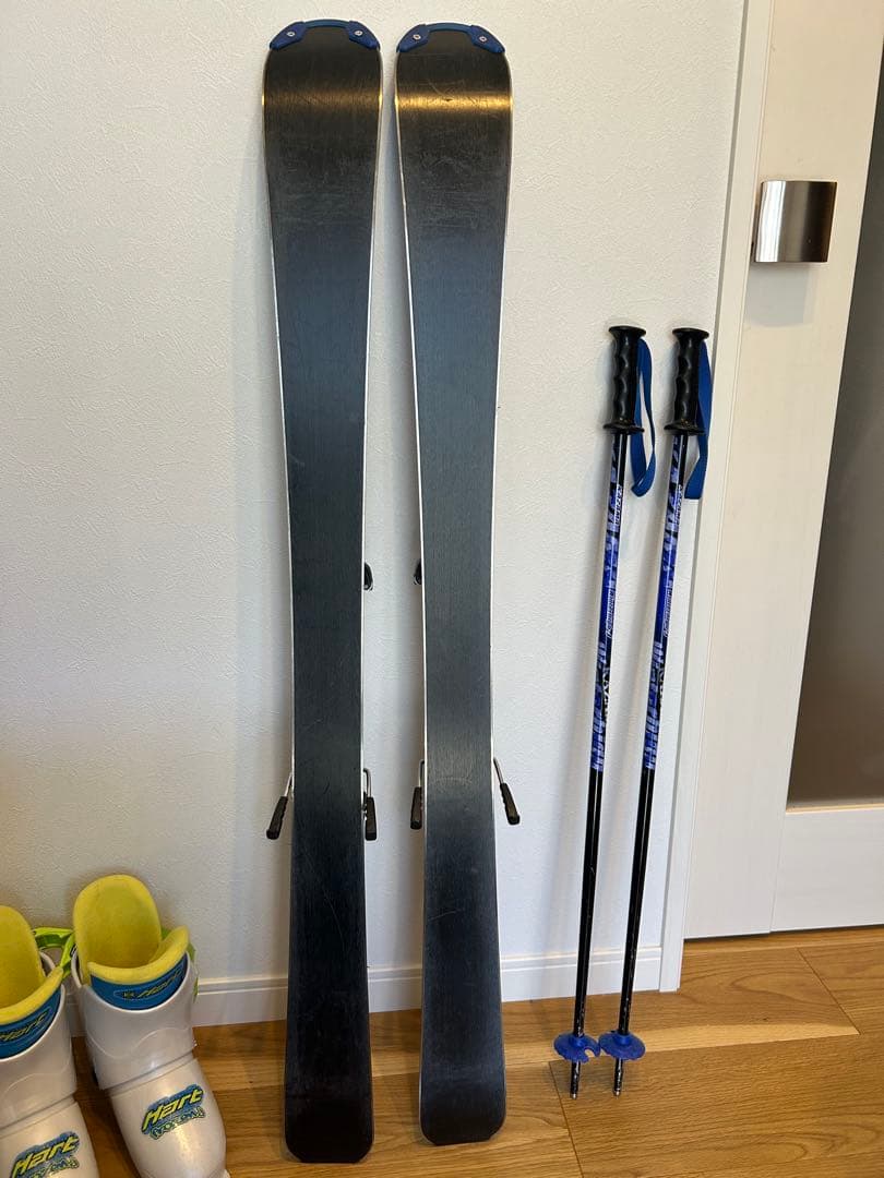 【最終値下げ】KAZAMAスキー板107cm、ブーツ、ストック3点セット