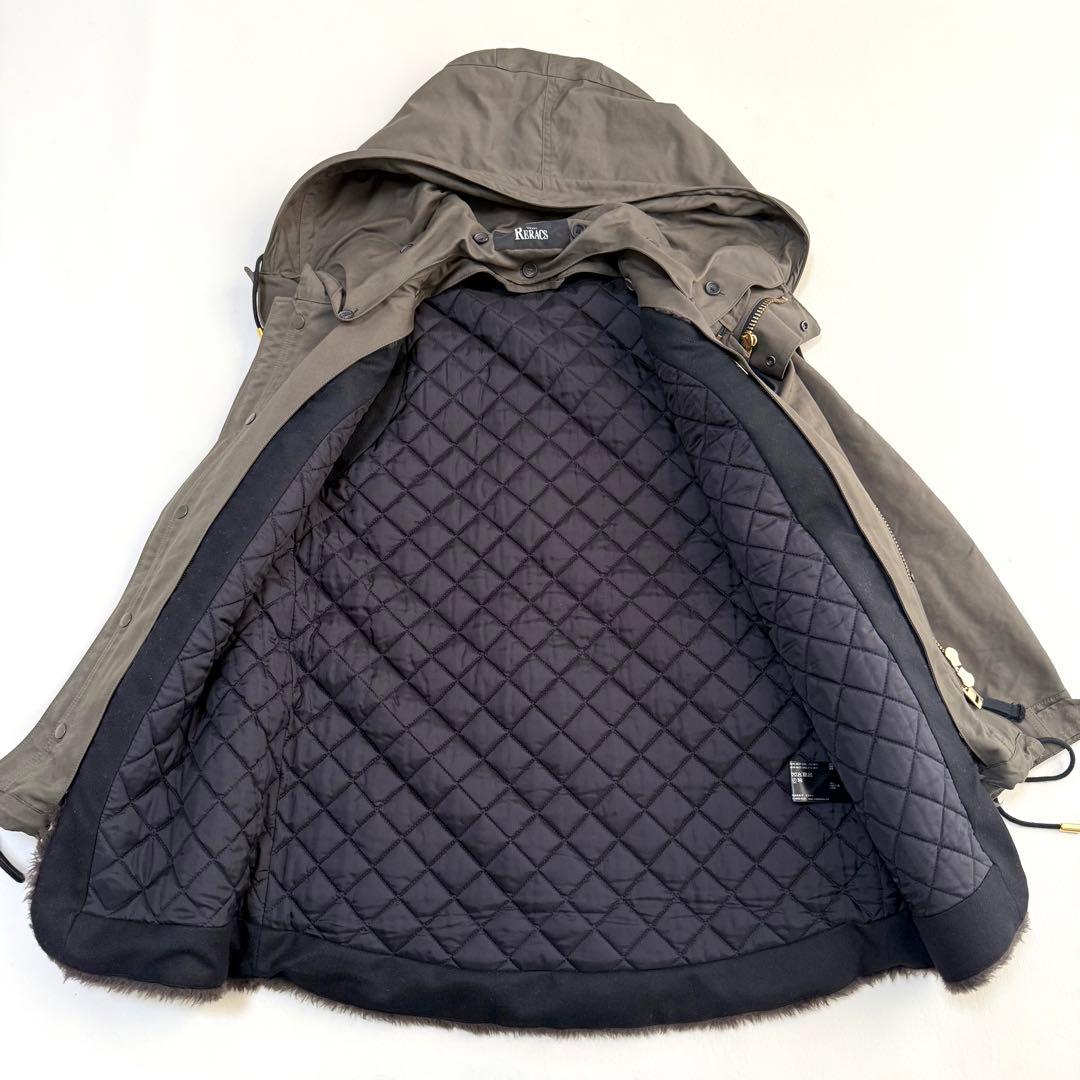 【ザ・リラクス】ショートモッズコート　ボアライナー付き　カーキ　Sサイズ