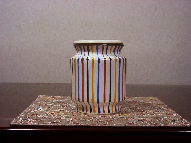 今日庵　加藤丈佳作　紅毛写　茶入　箱：太翁在印　共箱　古物。