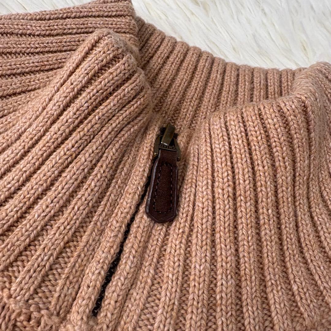 美品 ポロラルフローレン ハーフジップ ケーブルニット 現行 キャメル L