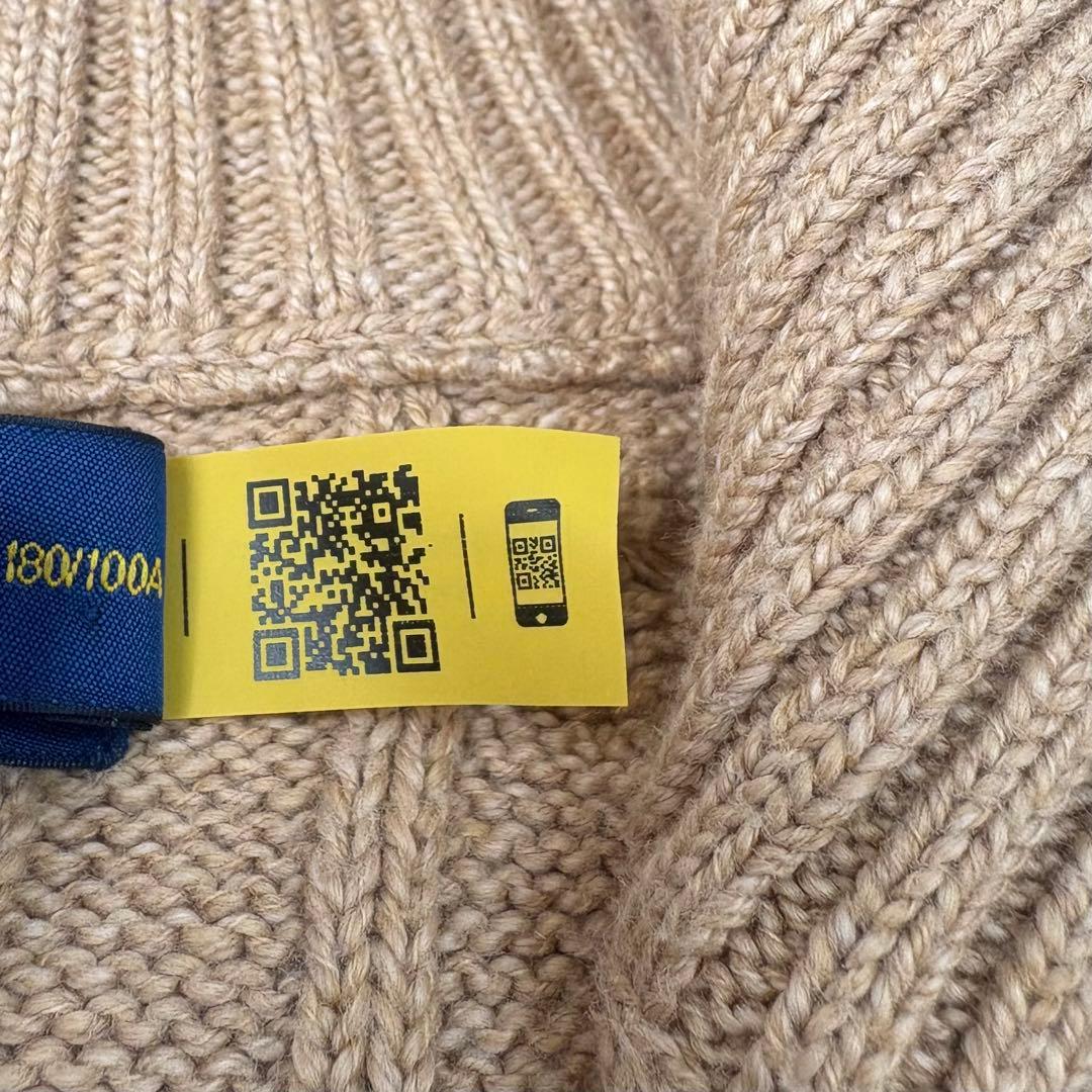 美品 ポロラルフローレン ハーフジップ ケーブルニット 現行 キャメル L